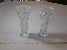Lot of 2 Lenox Fine Clear Crystal Deep Cut Bud Vases 6" Made in USA Pre-owned