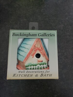 BUCKINGHAM GALLERIES WALL DECOR FOR KITCHEN CERAMIC TILE birdhouse and log new!