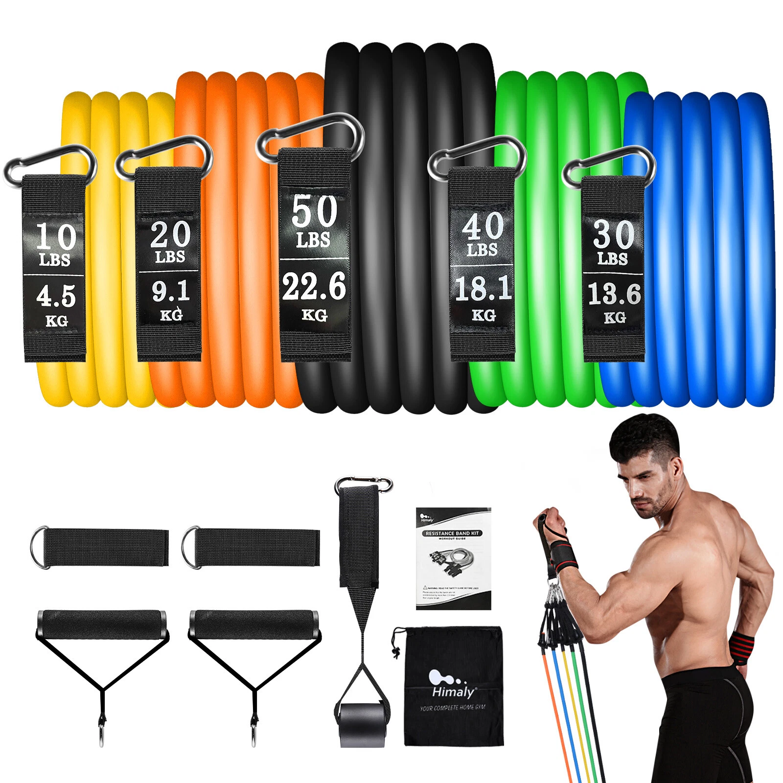11PC Resistance Bands Set W/ Handles for Gym Home Strength Yoga Pilates, 150lbs
Opens in a new windo