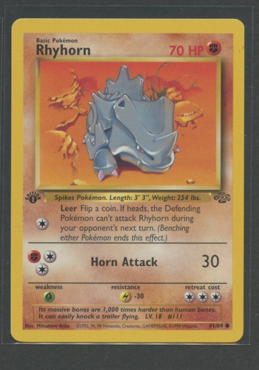 Rhyhorn 1. Edition | Jungle 61/64 | Pokemon Karte EN NM Rihorn 1999