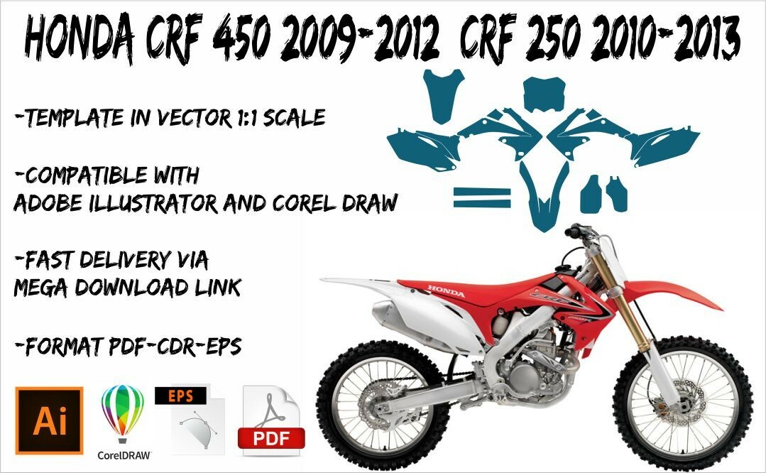 HONDA CRF 450 2009-2012 CRF 250 2010-2013 template real scale EPS