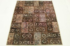 Patchwork Orient Teppich Vintage 200x160 braun rosa modern Used Look 1007