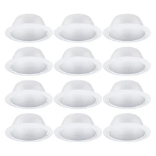 12 Pack 6 Inch White Step Baffle Recessed Housing Can Trim Light