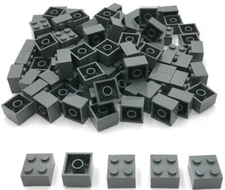 Lego 100 New Dark Bluish Gray Bricks Building Blocks 2 x 2 Stud Parts