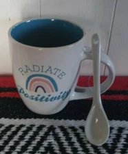 radiate positivity  Coffee Cup Coffee Mug With Spoon Best Gift ,New,11.69 oz...