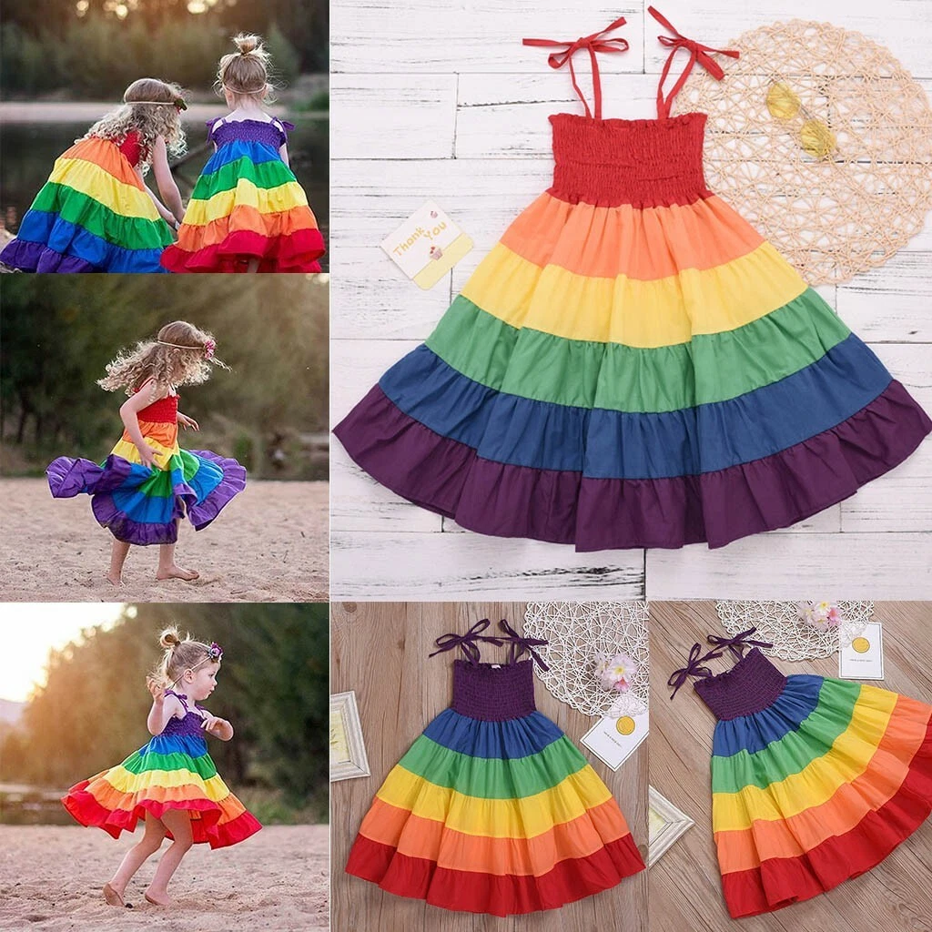 Girls Dress Outfits size 3 4 5 6 7 8 10 12 14 Rose Floral Birthday Party  Dresses | eBay