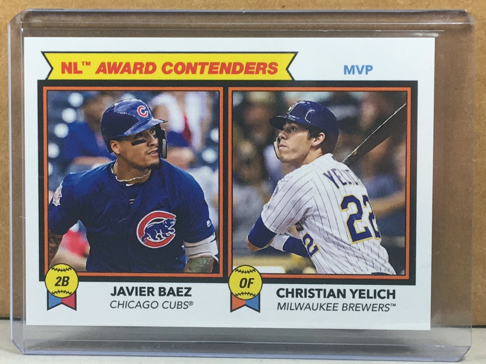 2018 TOPPS THROWBACK THURSDAY #193 JAVIER BAEZ CHRISTIAN YELICH NL MVP PR 1090