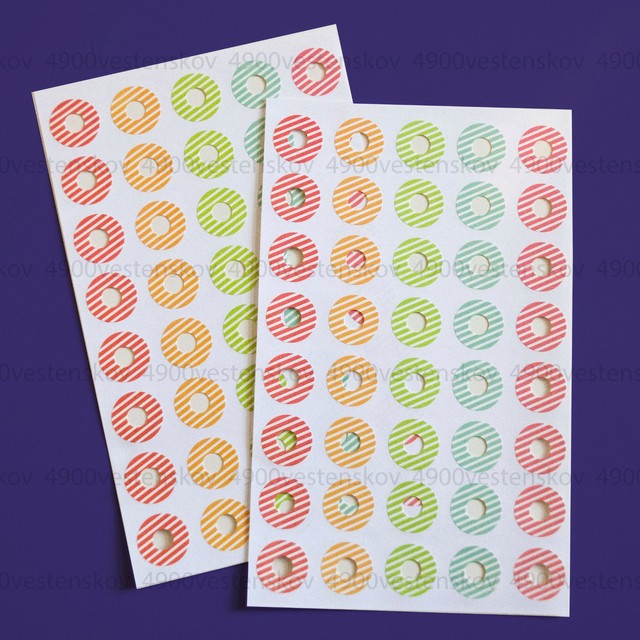 colorful striped punch hole reinforcements ring label sticker 4 sheets