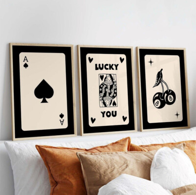 Galerie Wandbilder Neutral Schwarz Creme 3 Set Poster Retro Modern Abstrakt Drucke