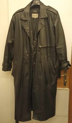 Black leather coat with removable liner