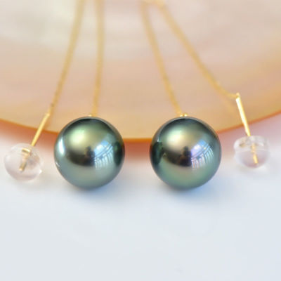 Charming AAA 10-11mm Real natural Tahitian black round pearl earrings 925 silver Charming AAA 10-11mm Real natural Tahitian black round pearl earrings 925 silver