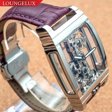 Mens Silver Bridge Manual Mechanical Watch - Purple Leather DIASTERIA 1688
