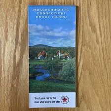 Texaco Map Massachusetts Connecticut Rhode Island 1966 Gas Oil Street Map