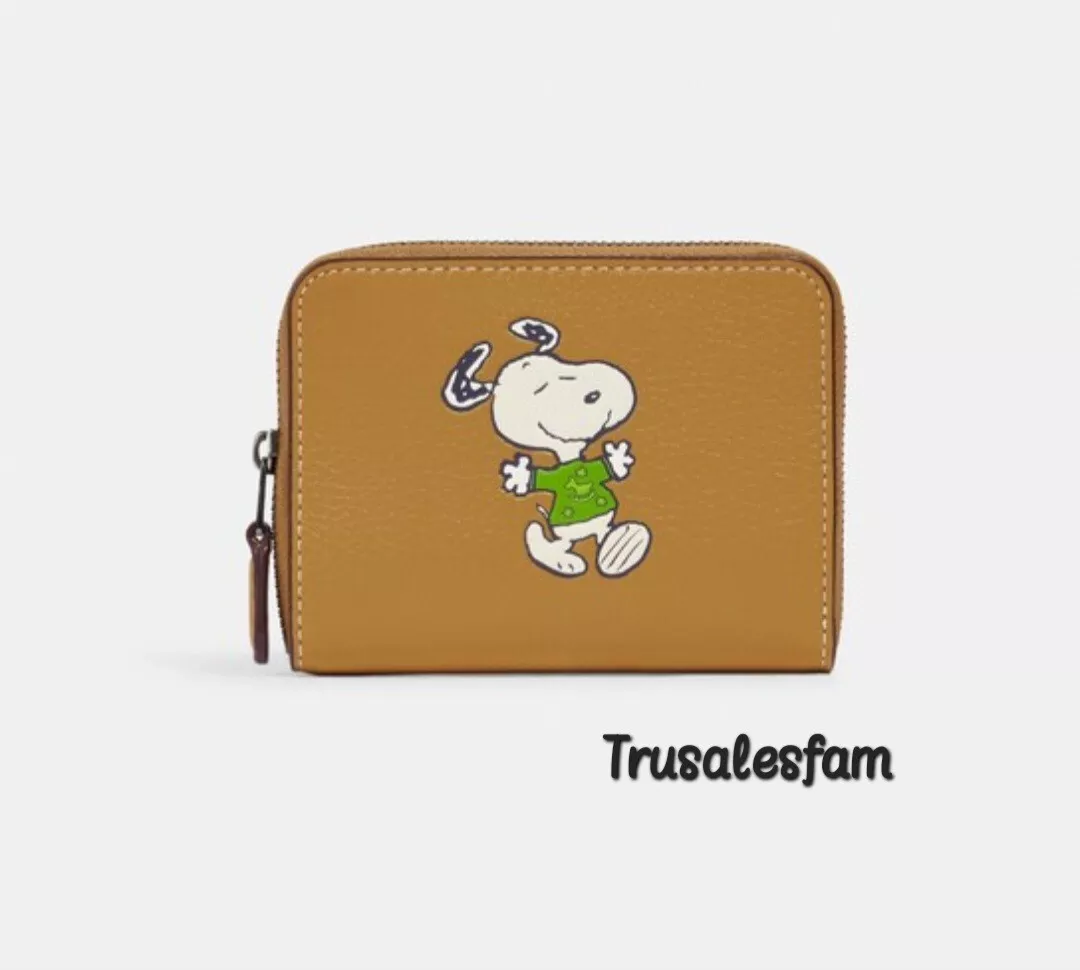 NEW COACH X Peanuts Small Zip Around Wallet With Snoopy Walk Motif - CE869