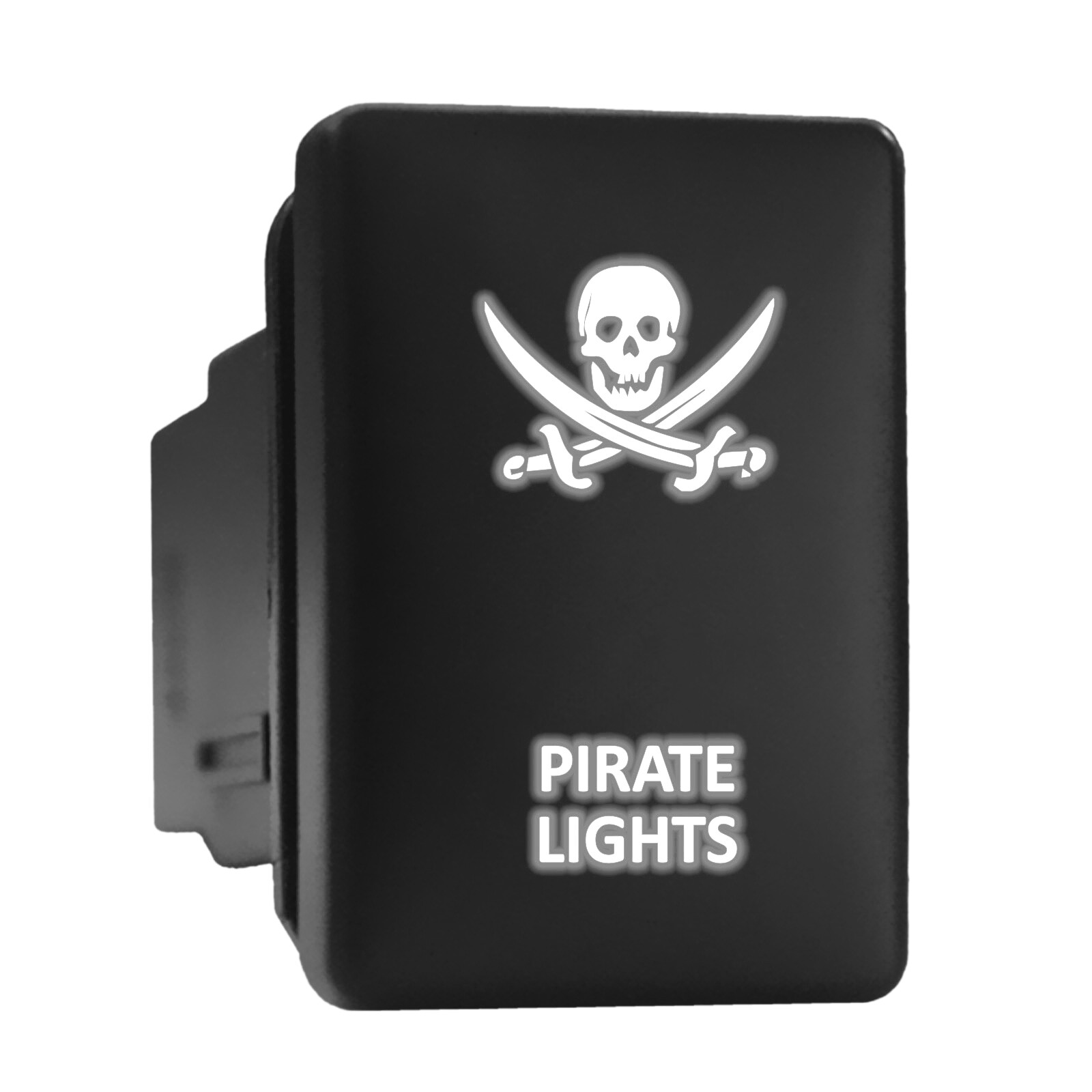 PIRATE LIGHTS White Backlit Switch 1.28x0.87in for Toyota Short Push Button