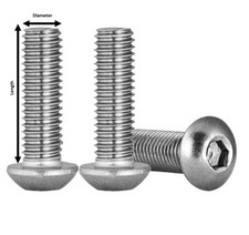 M6 SOCKET BUTTON HEAD SCREWS HEX ALLEN BOLT A2 - ISO 7380 STAINLESS STEEL
