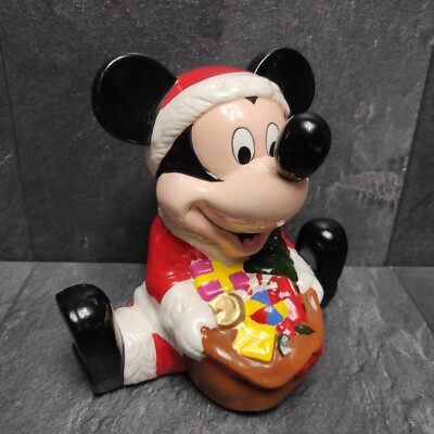 Micky Maus Figur Mickey Mouse Weihnachten Weihnachtsmann Keramik? Ca. 17cm Groß 