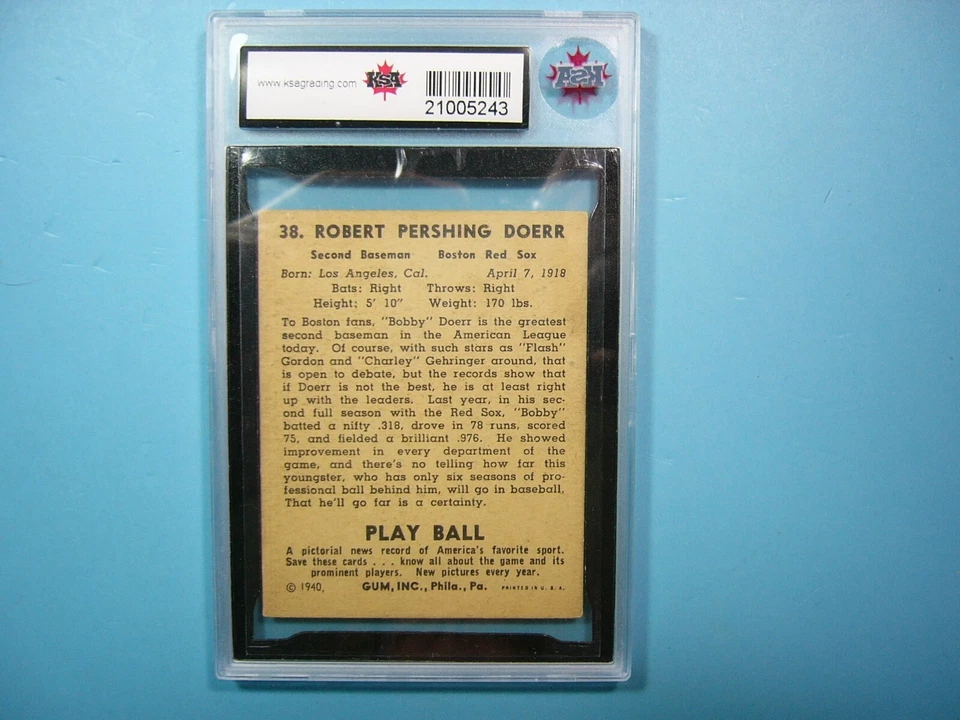 1940 PLAY BALL GUM INC. MLB BASEBALL CARD 124 EARLE COMBS KSA 6.5 EXNM+ SHARP GL - Image 2 of 2
