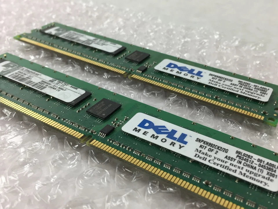 Kingston (2x1GB) 2GB of 1Rx8 PC2-6400E Dell Part # SNPKN992CK2/2G  - Image 3 of 4