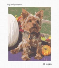 Dog With Pumpkins Needlepoint Kit or Canvas