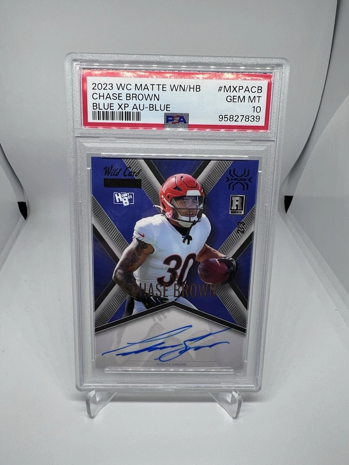 Chase Brown Wild Card Matte Whatnot/Hobby Box Exclusive Blue X-Plode Autographs #MXPACB Green