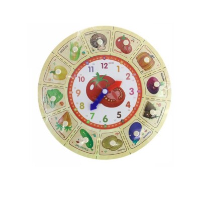 HOLZ PÄDAGOGISCHE UHR KINDER GEMÜSE PUZZLE SPIEL METHODE MONTESSORI 53765