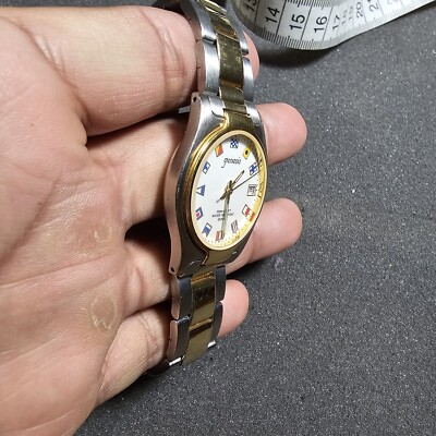 Vintage Genesis Ladies Quartz Watch Silver/Gold Tone Date Vintage Genesis Ladies Quartz Watch Silver/Gold Tone Date