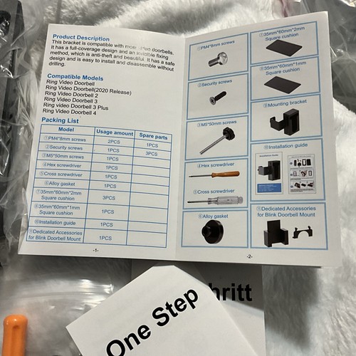 Anti-Theft Video Doorbell Door Mount No-Drill W/Adjustable Mounting Bracket NEW - Picture 9 of 24
