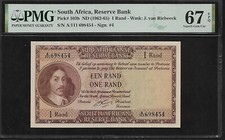 South Africa 1 Rand 1962  PMG 67 EPQ UNC Pick # 103b Sign #4