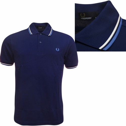 Fred Perry Polo Shirt Blue Size: S Mens 