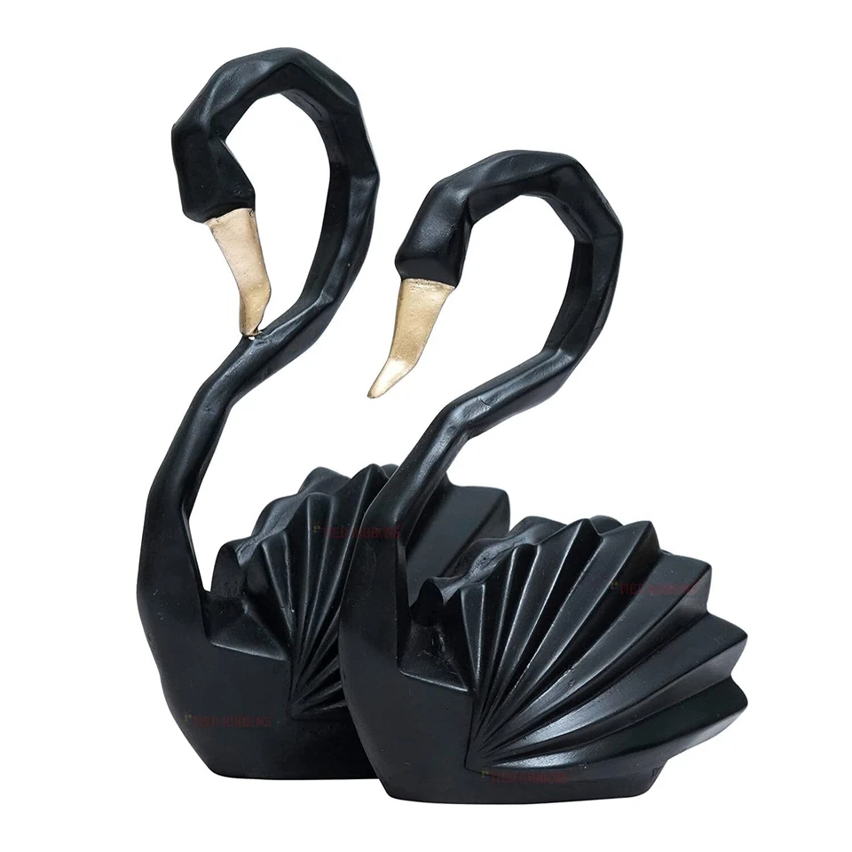 Handcrafted Romantic Love Swan Pair Statue Duck Couple Set - image 3 of 4