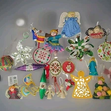 Christmas Ornaments Lot of Misc from Various Decades Fabric Handmade Vintage
