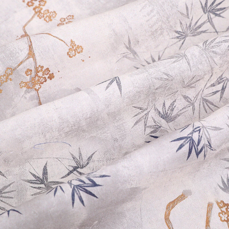 Tecido de bambu floral 1M artesanato étnico para vestido Cheongsam Hanfu faça você mesmo estilo vintage - Imagem 3 de 4