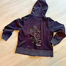Disney Parks Women's Velour Mickey Mouse Zip Hoodie Jacket Black XL