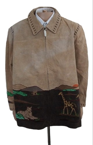 Womens NEW The Quacker Factory 100% Leather African Safari Brown Jacket Size 3X - Picture 2 of 9