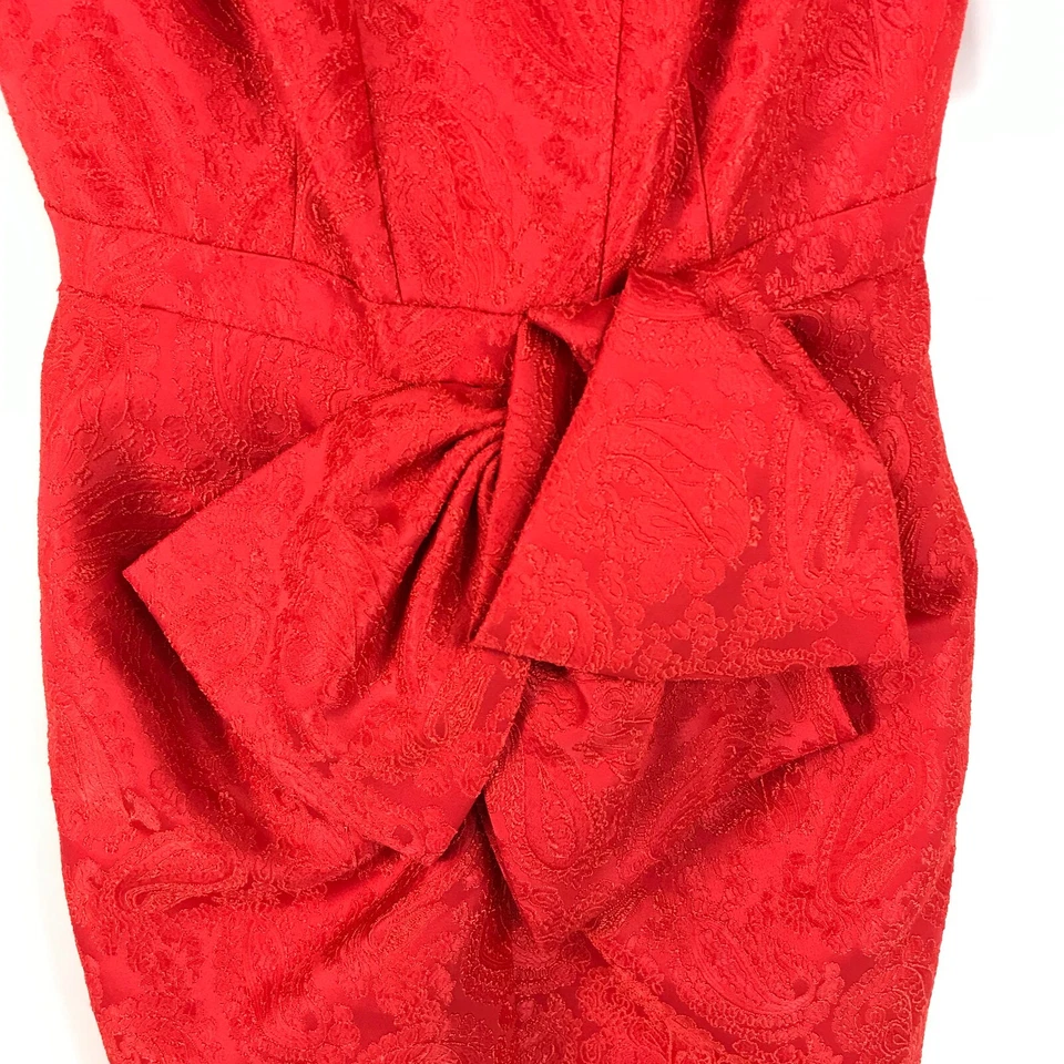 NUEVO Vestido Vaina Carmen Marc Valvo Jacquard Para Mujer Talla 4 Naranja Sin Mangas Foto 2 de 4