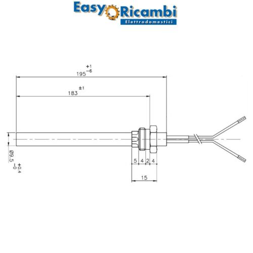 Resistenza candeletta accensione per STUFA A PELLET 330W 183/195mm con raccordo - Foto 2 di 5