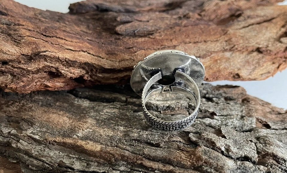 Size 7.5 Copper Ruby Zoisite Gemstone Ring -925 Sterling Silver plated-New ! — 第 3/4 张图片