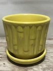 McCoy Pottery Yellow Bamboo Flower Pot W/Saucer Planter #0372