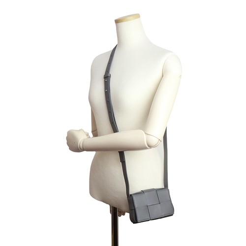 BOTTEGA VENETA Cassette Candy Mini Crossbody Pouch Lambskin, Gray 666688 - Picture 9 of 11