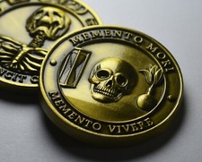  MEMENTO MORI / VIVERE Antique Gold Reminder Coin. 3D Effect, High Relief, Heavy