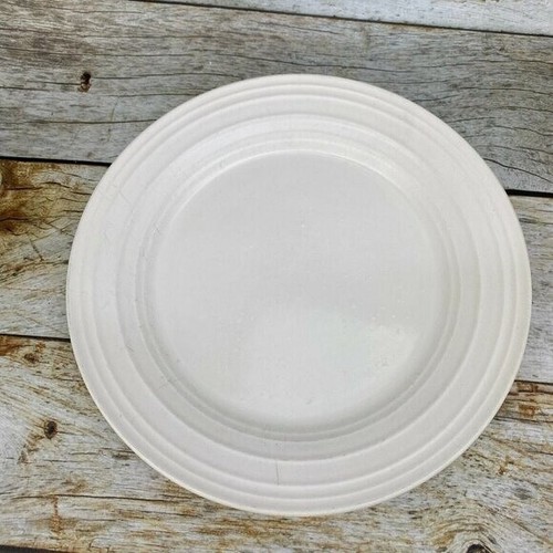 Mikasa SWIRL WHITE Solid Embossed Rings Stoneware Rim Lunch Salad Plates Set 4 - Picture 6 of 12