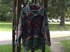 "cry Wolfe" Tribal Blanket Coat; X Large; Buffalo Nickel Buttons