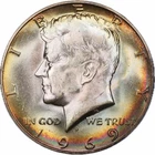MS64 1969-D 50C Kennedy Silver Half Dollar, NGC- Pretty Rainbow Toned