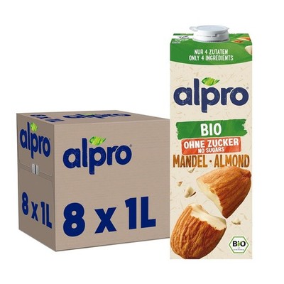 Alpro Bio Mandeldrink ohne Zucker   8 x 1 l