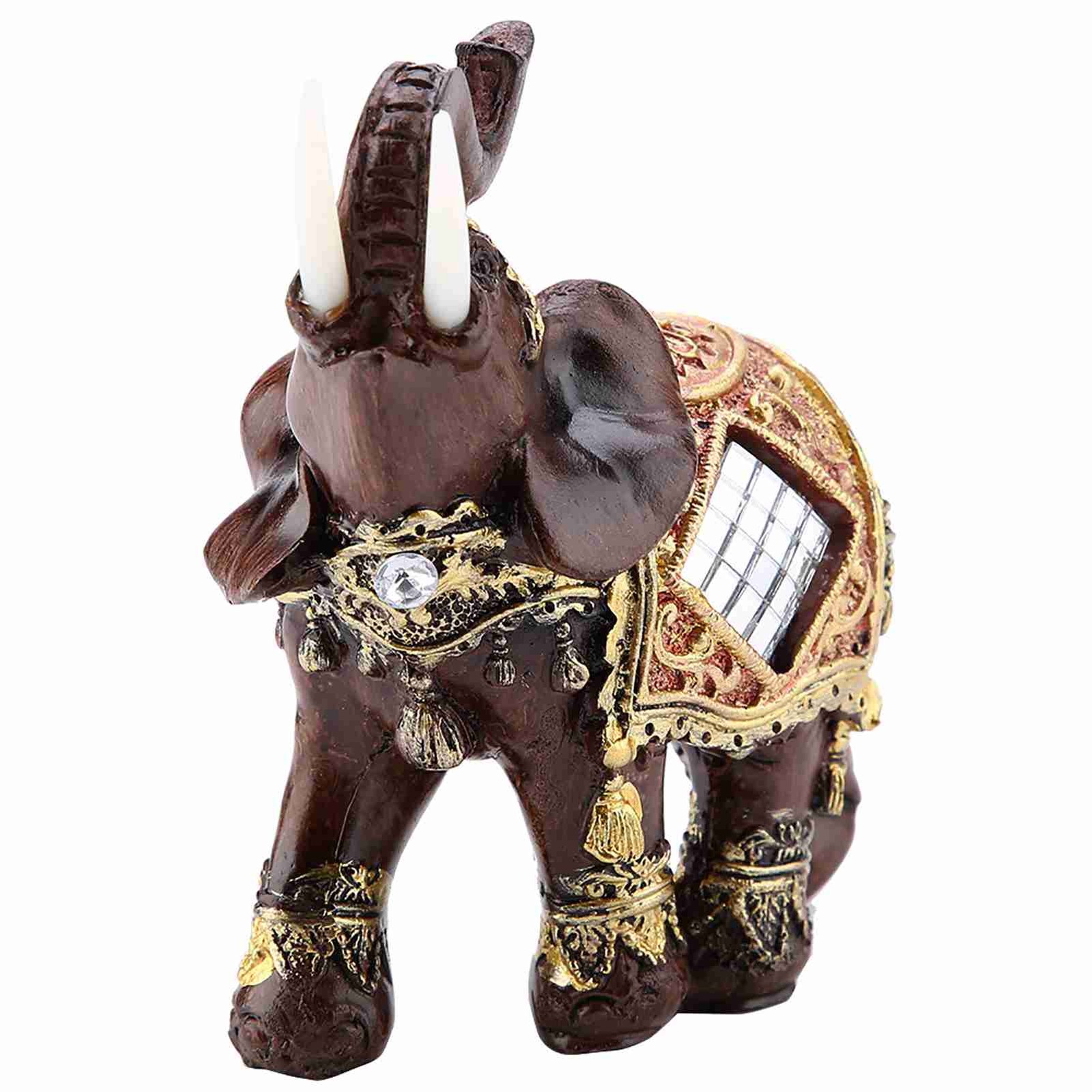 Lucky Feng Shui Wood Grain Elephant Statue Sculpture Wealth Figurine Gift Hom ;;