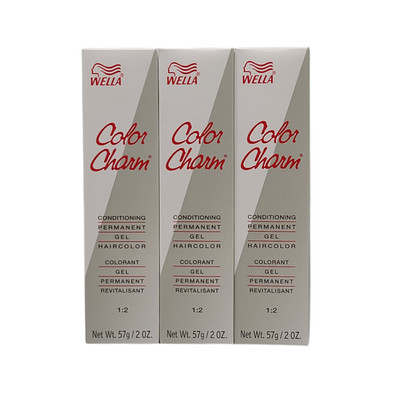 3 Pack Wella Color Charm Permanent Gel Hair Color 257/4G Dark Golden Brown 2 oz