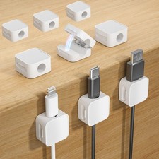 9 White Magnetic Cable Clips Under Desk Cable Management Cord Holder for