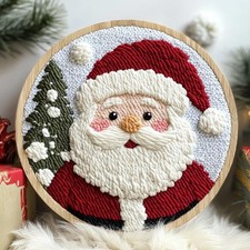 DIY Punch Needle Kits for Beginners Santa Claus with Hoop Punch Needle Starter C