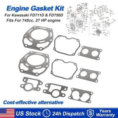 #ad #ad Head Gasket Valve Cover Gasket Pipe Intake Gasket For Kawasaki FD711D FD750D $54.99